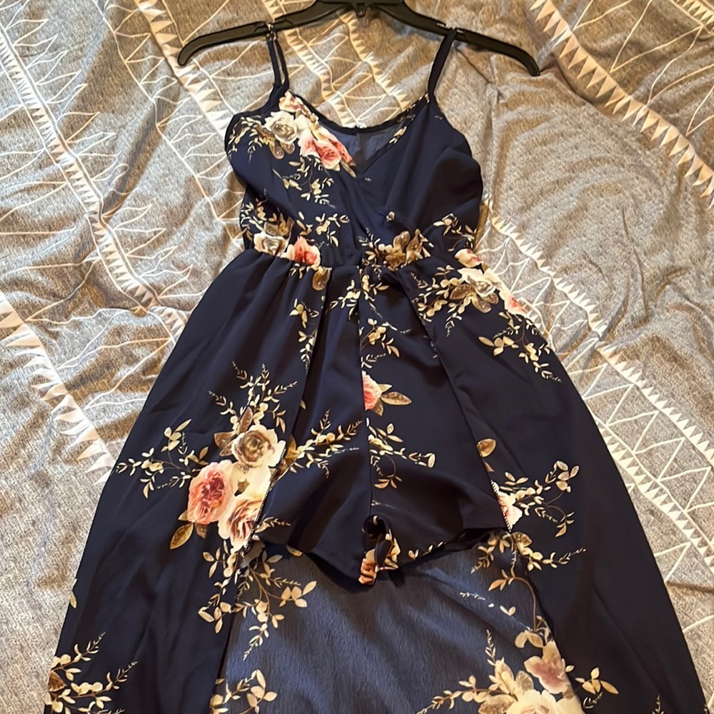 Mudd, High to Low, Floral Dress, Navy Blue